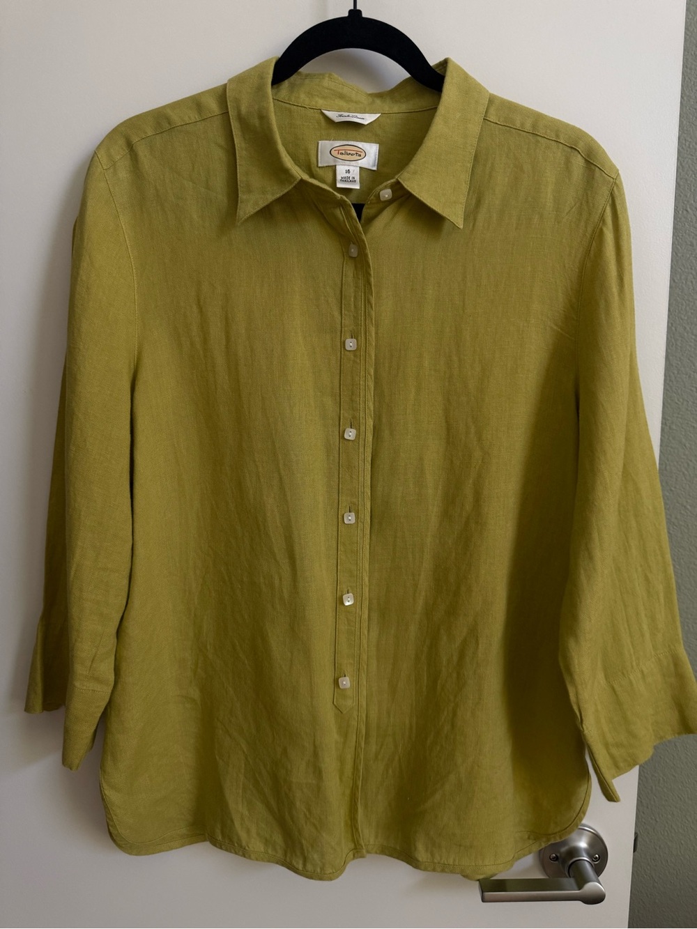 Vintage Irish Linen Mossy Green Shirt Large 16